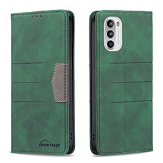 Leather Case Stands Flip Cover Holder B06F for Motorola MOTO G52 Green