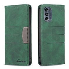 Leather Case Stands Flip Cover Holder B06F for Motorola Moto G62 5G Green