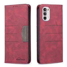 Leather Case Stands Flip Cover Holder B06F for Motorola Moto G71s 5G Red