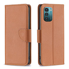 Leather Case Stands Flip Cover Holder B06F for Nokia G11 Brown