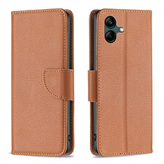Leather Case Stands Flip Cover Holder B06F for Samsung Galaxy A04 4G Brown