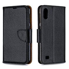 Leather Case Stands Flip Cover Holder B06F for Samsung Galaxy A10 Black