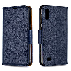 Leather Case Stands Flip Cover Holder B06F for Samsung Galaxy A10 Blue
