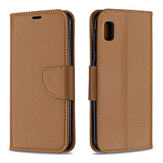 Leather Case Stands Flip Cover Holder B06F for Samsung Galaxy A10e Brown