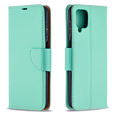 Leather Case Stands Flip Cover Holder B06F for Samsung Galaxy A12 Green