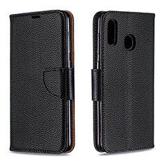 Leather Case Stands Flip Cover Holder B06F for Samsung Galaxy A20 Black