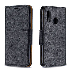 Leather Case Stands Flip Cover Holder B06F for Samsung Galaxy A20e Black