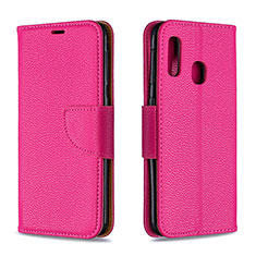 Leather Case Stands Flip Cover Holder B06F for Samsung Galaxy A20e Hot Pink
