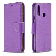 Leather Case Stands Flip Cover Holder B06F for Samsung Galaxy A20s Purple