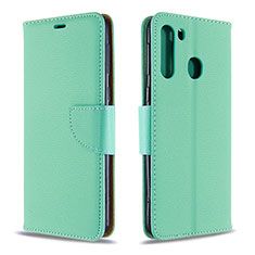 Leather Case Stands Flip Cover Holder B06F for Samsung Galaxy A21 Green
