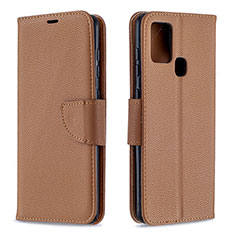 Leather Case Stands Flip Cover Holder B06F for Samsung Galaxy A21s Brown
