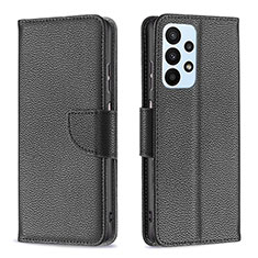 Leather Case Stands Flip Cover Holder B06F for Samsung Galaxy A23 5G Black