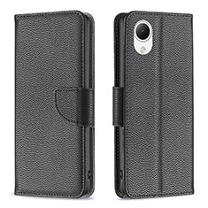 Leather Case Stands Flip Cover Holder B06F for Samsung Galaxy A23s Black