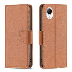 Leather Case Stands Flip Cover Holder B06F for Samsung Galaxy A23s Brown