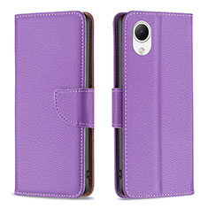 Leather Case Stands Flip Cover Holder B06F for Samsung Galaxy A23s Purple