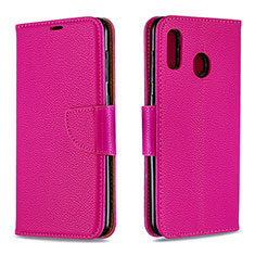 Leather Case Stands Flip Cover Holder B06F for Samsung Galaxy A30 Hot Pink