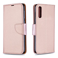 Leather Case Stands Flip Cover Holder B06F for Samsung Galaxy A30S Rose Gold