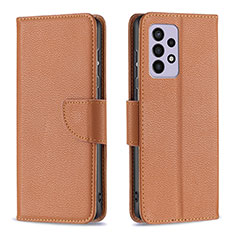 Leather Case Stands Flip Cover Holder B06F for Samsung Galaxy A33 5G Brown