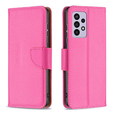 Leather Case Stands Flip Cover Holder B06F for Samsung Galaxy A33 5G Hot Pink