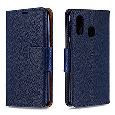 Leather Case Stands Flip Cover Holder B06F for Samsung Galaxy A40 Blue