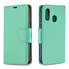 Leather Case Stands Flip Cover Holder B06F for Samsung Galaxy A40 Green