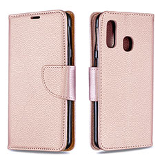 Leather Case Stands Flip Cover Holder B06F for Samsung Galaxy A40 Rose Gold