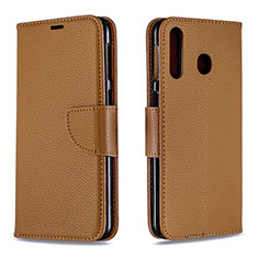 Leather Case Stands Flip Cover Holder B06F for Samsung Galaxy A40s Brown