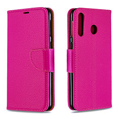 Leather Case Stands Flip Cover Holder B06F for Samsung Galaxy A40s Hot Pink