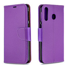 Leather Case Stands Flip Cover Holder B06F for Samsung Galaxy A40s Purple