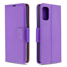Leather Case Stands Flip Cover Holder B06F for Samsung Galaxy A41 Purple