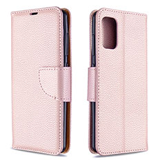 Leather Case Stands Flip Cover Holder B06F for Samsung Galaxy A41 Rose Gold