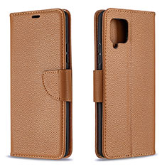 Leather Case Stands Flip Cover Holder B06F for Samsung Galaxy A42 5G Brown