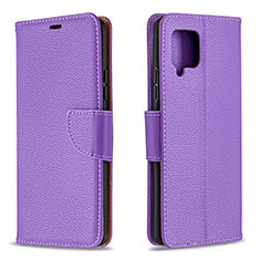Leather Case Stands Flip Cover Holder B06F for Samsung Galaxy A42 5G Purple