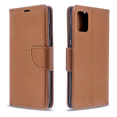Leather Case Stands Flip Cover Holder B06F for Samsung Galaxy A51 4G Brown