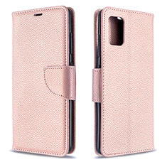 Leather Case Stands Flip Cover Holder B06F for Samsung Galaxy A51 4G Rose Gold