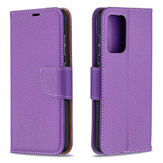 Leather Case Stands Flip Cover Holder B06F for Samsung Galaxy A52 5G Purple