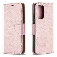 Leather Case Stands Flip Cover Holder B06F for Samsung Galaxy A52 5G Rose Gold