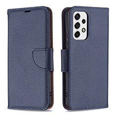 Leather Case Stands Flip Cover Holder B06F for Samsung Galaxy A53 5G Blue