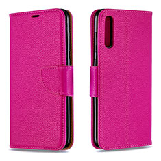 Leather Case Stands Flip Cover Holder B06F for Samsung Galaxy A70 Hot Pink