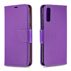 Leather Case Stands Flip Cover Holder B06F for Samsung Galaxy A70 Purple