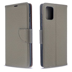 Leather Case Stands Flip Cover Holder B06F for Samsung Galaxy A71 5G Gray