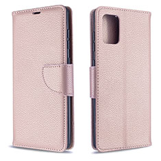Leather Case Stands Flip Cover Holder B06F for Samsung Galaxy A71 5G Rose Gold