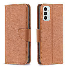 Leather Case Stands Flip Cover Holder B06F for Samsung Galaxy F23 5G Brown