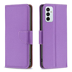 Leather Case Stands Flip Cover Holder B06F for Samsung Galaxy F23 5G Purple