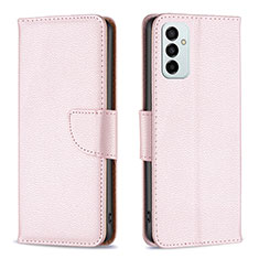 Leather Case Stands Flip Cover Holder B06F for Samsung Galaxy F23 5G Rose Gold