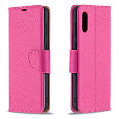 Leather Case Stands Flip Cover Holder B06F for Samsung Galaxy M02 Hot Pink