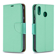 Leather Case Stands Flip Cover Holder B06F for Samsung Galaxy M20 Green