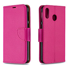 Leather Case Stands Flip Cover Holder B06F for Samsung Galaxy M20 Hot Pink