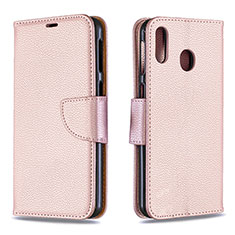 Leather Case Stands Flip Cover Holder B06F for Samsung Galaxy M20 Rose Gold