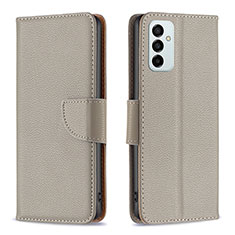Leather Case Stands Flip Cover Holder B06F for Samsung Galaxy M23 5G Gray